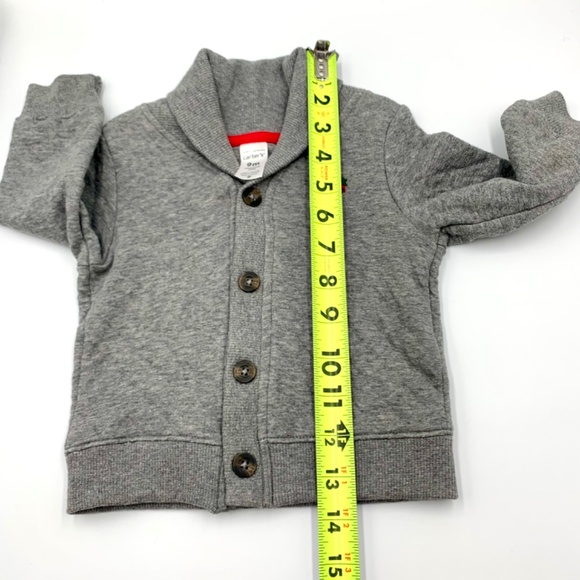 New Carter’s Baby Boy Christmas embroidered red truck/ gray button up Cardigan - Picture 9 of 12